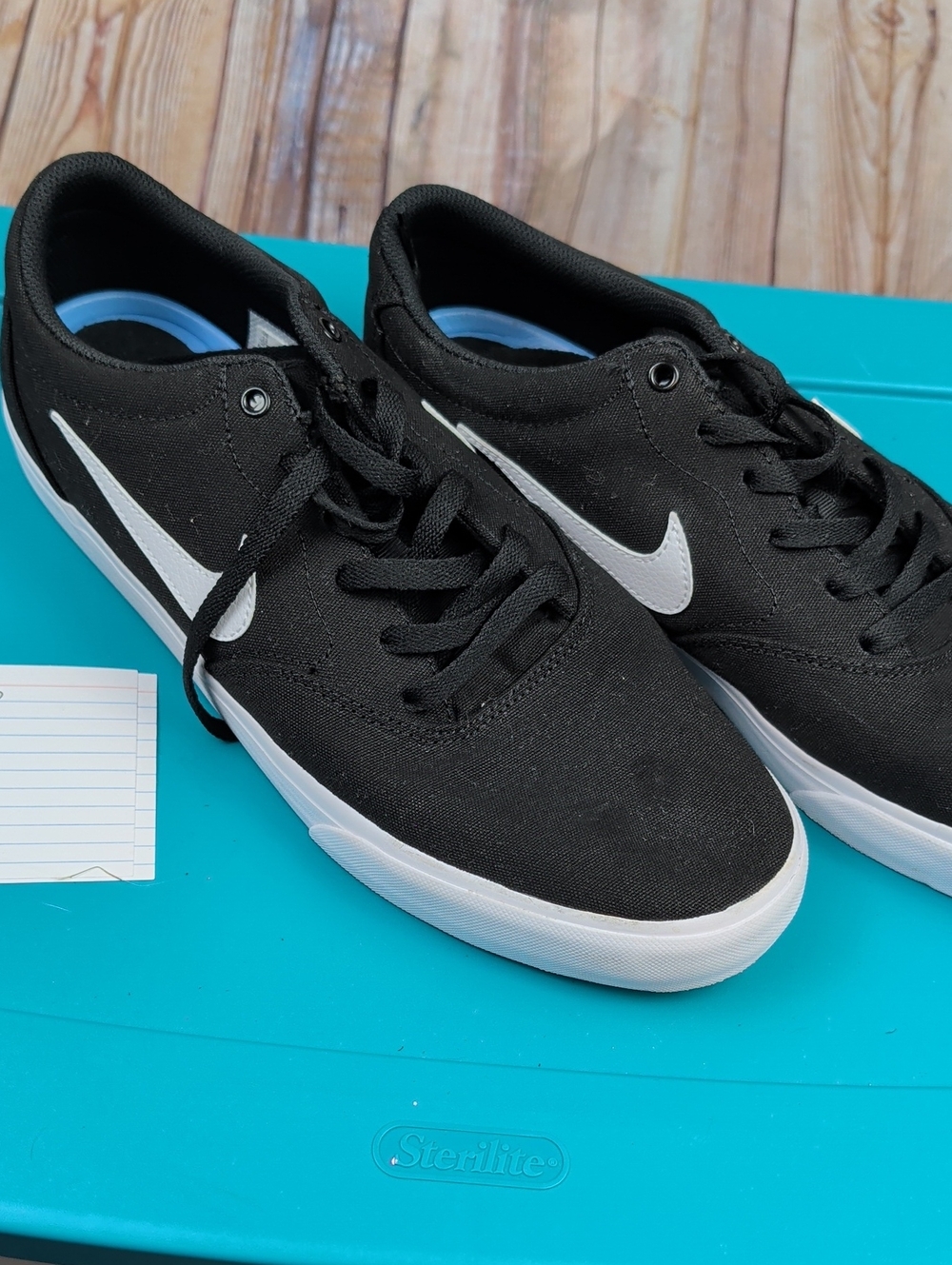 Nike Black Canvas Low-Top Sneakers with White Swoosh 13 Men's